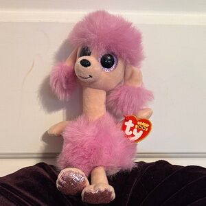 Ty Pink Plush Poodle with Glitter Eyes and Sparkle Soles
